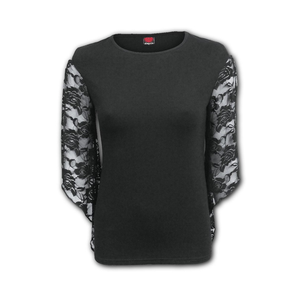 Spiral - GOTHIC ELEGANCE Lange ärmel top - Schwarz